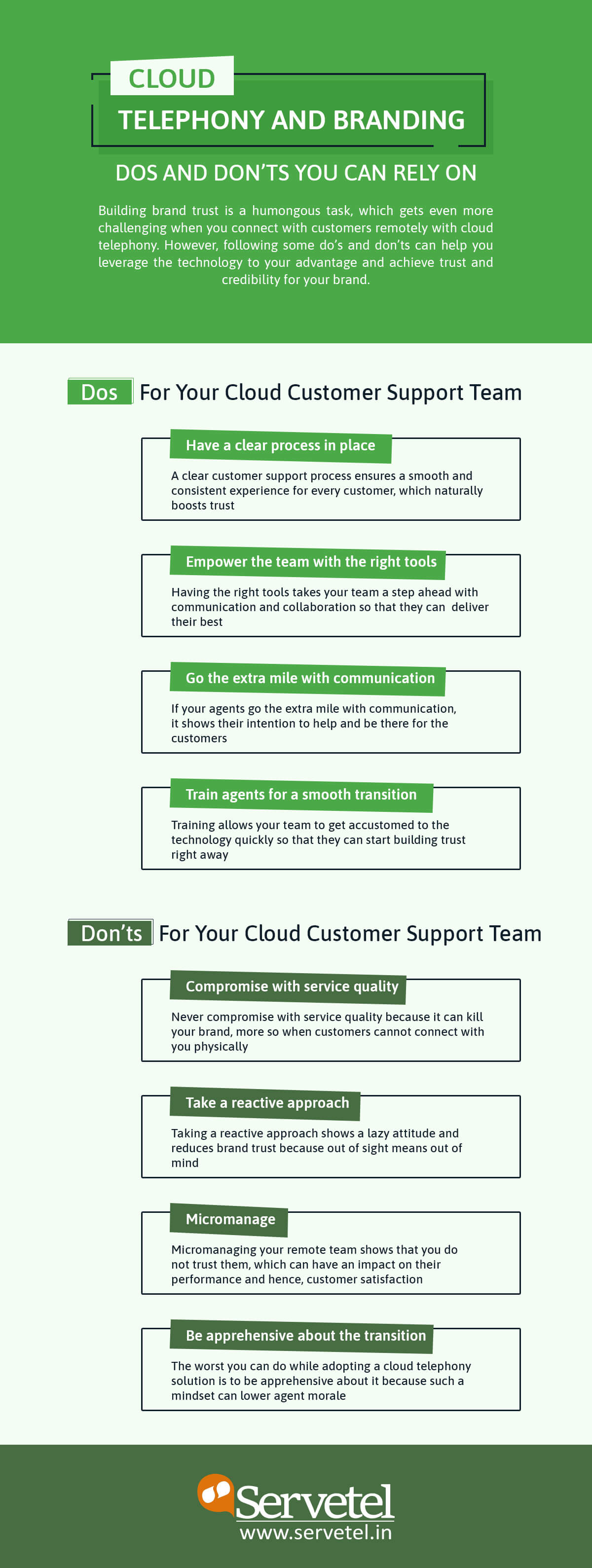 Infographic for dos and donts of branding with cloud telephony